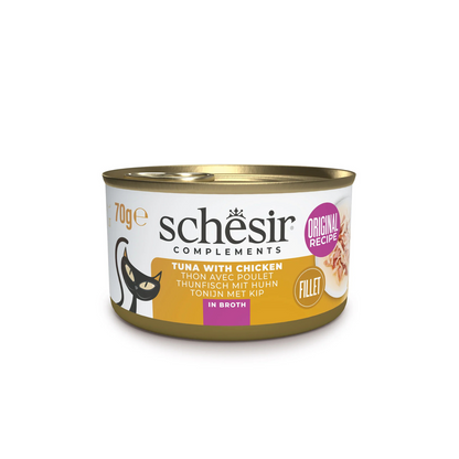 Schesir Wet Cat Food In Broth Can-Tuna With Chicken 70g