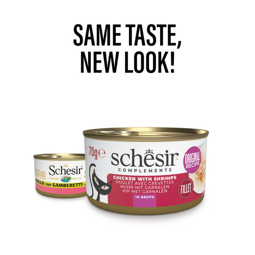 Schesir Cat Can Broth-Wet Food Chicken with Shrimps - 70g