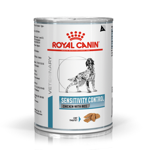 Royal Canin Sensitivity Control can for dogs on a white background