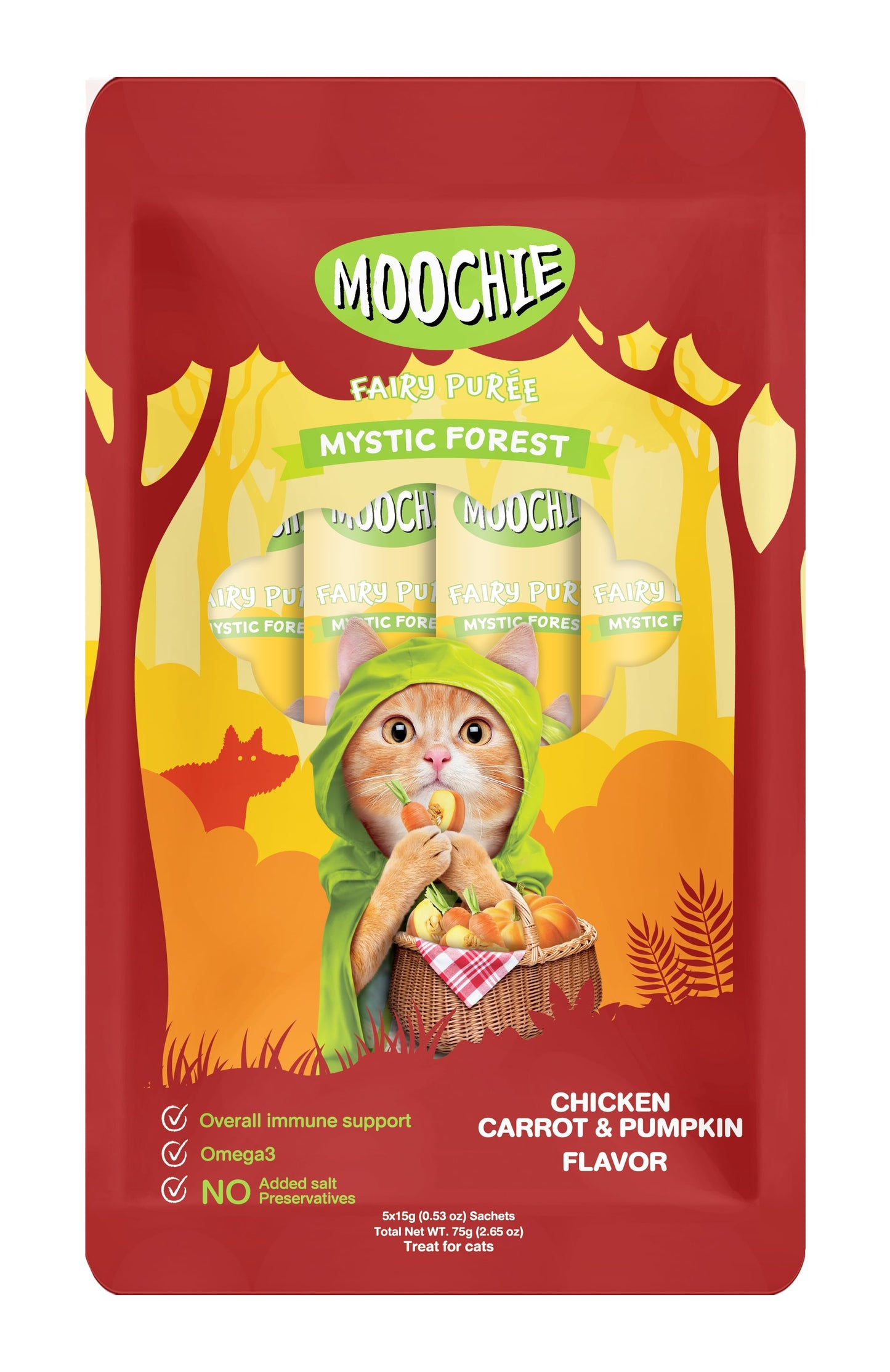 Moochie Mystic Forest Chicken, Carrot & Pumpkin Flavor 5x15g - pouch