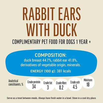 Dog Fest Rabbit Ears with Duck for Adult Dogs 90g