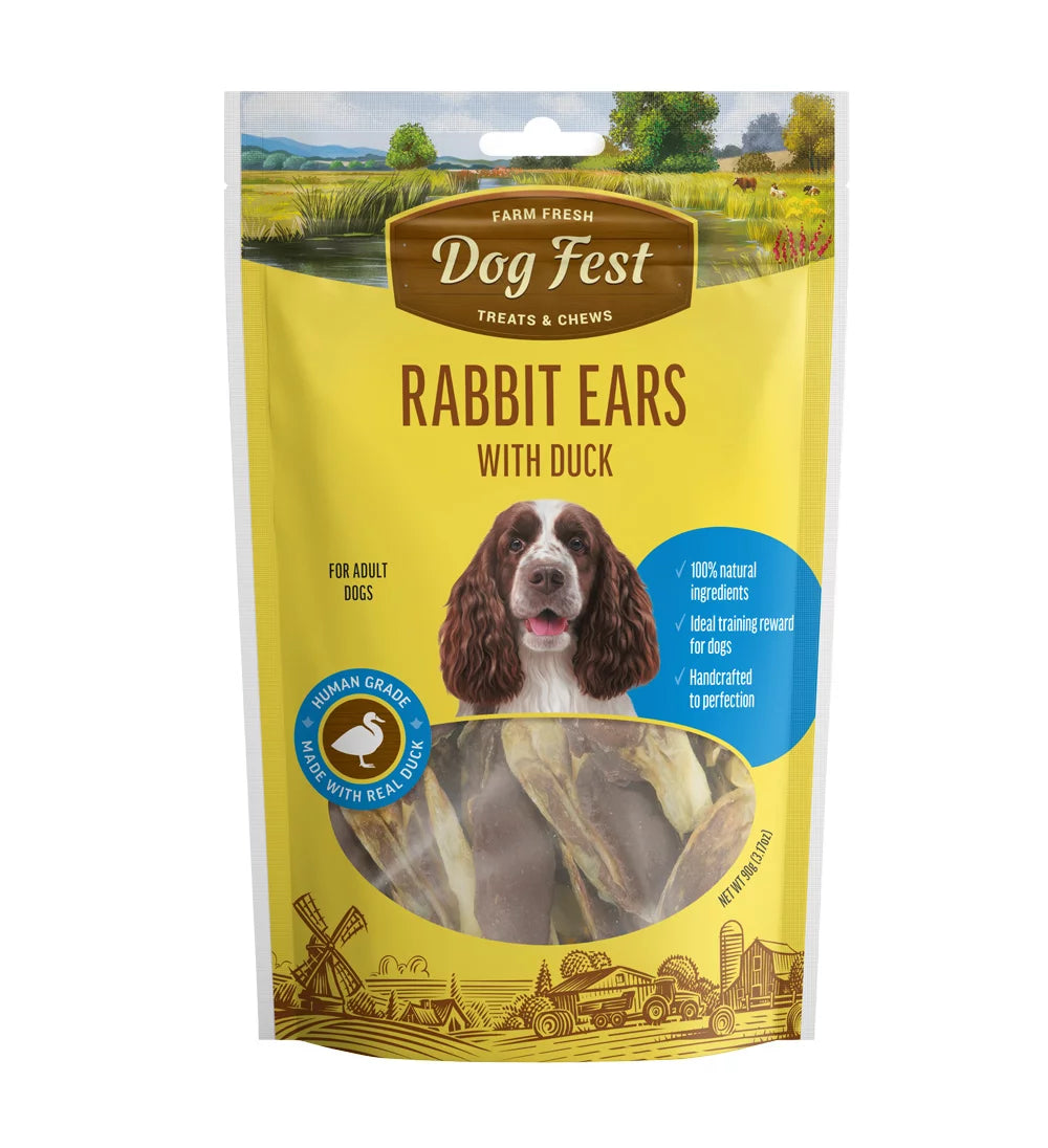 Dog Fest Rabbit Ears with Duck for Adult Dogs 90g