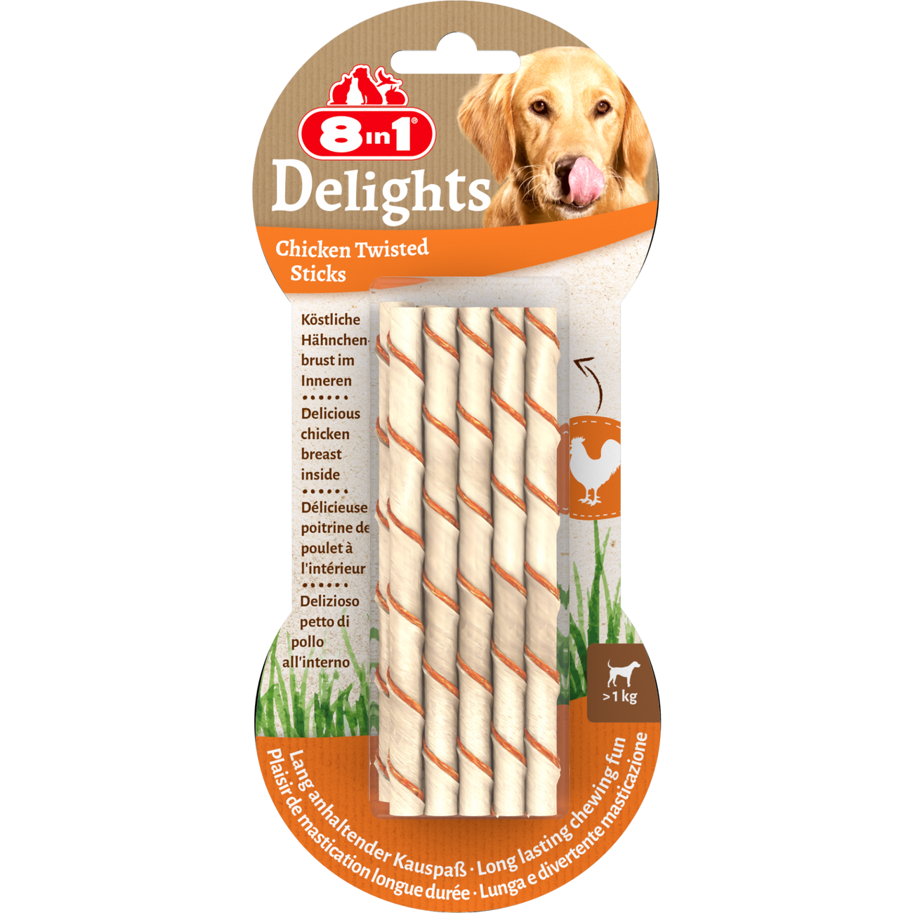 8in1 Delights Chicken Twisted Sticks 10Ct