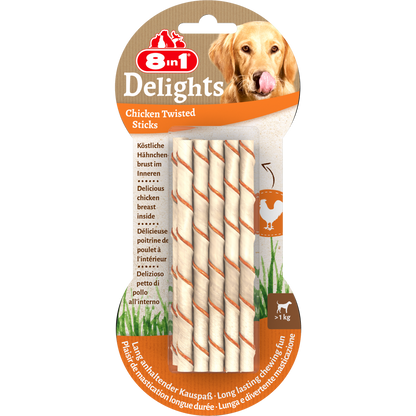 8in1 Delights Chicken Twisted Sticks 10Ct