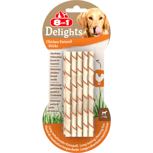 8in1 Delights Chicken Twisted Sticks 10Ct