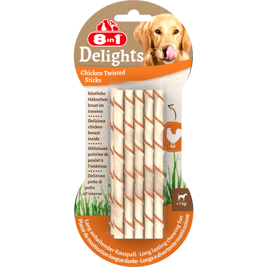 8in1 Delights Chicken Twisted Sticks 10Ct