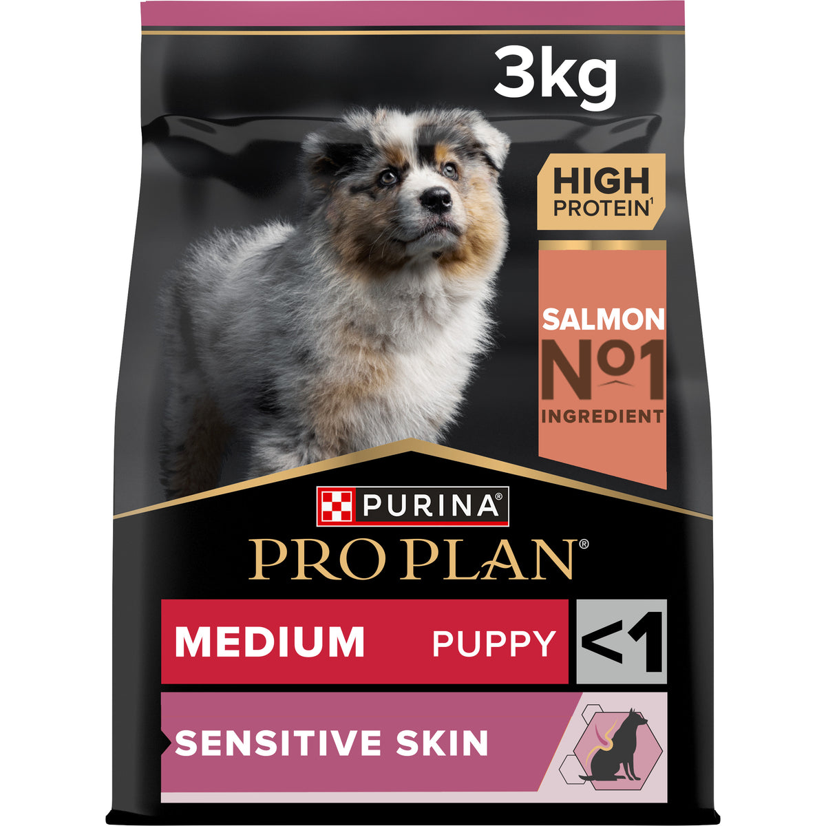 Pro Plan Medium Puppy Sensitive Skin, Dry Dog food with Salmon, 3kg