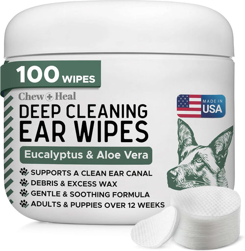 Chew + Heal Deep Cleaning Ear Wipes for Dogs - 100 Count