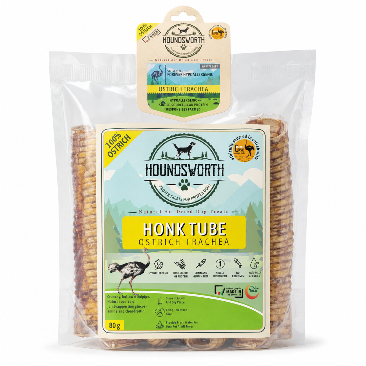 Houndsworth Hypoallergenic Ostrich Gobble Guzzler Trachea 80g
