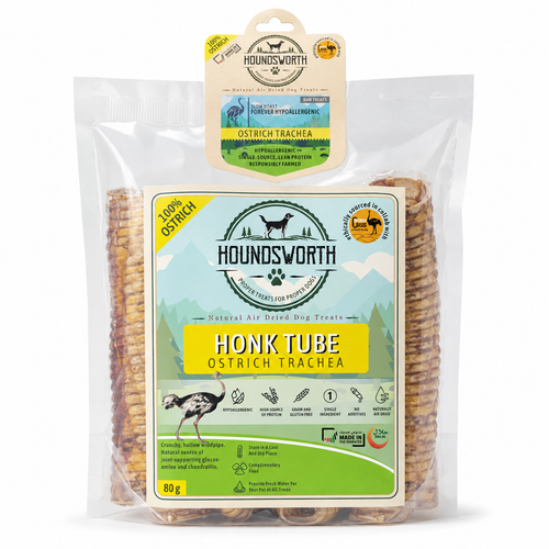 Houndsworth Hypoallergenic Ostrich Gobble Guzzler Trachea 80g