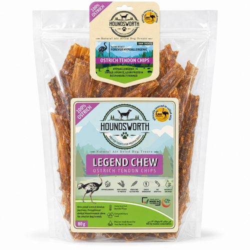 Houndsworth Hypoallergenic Ostrich Legend Chew Tendon Chips 80g