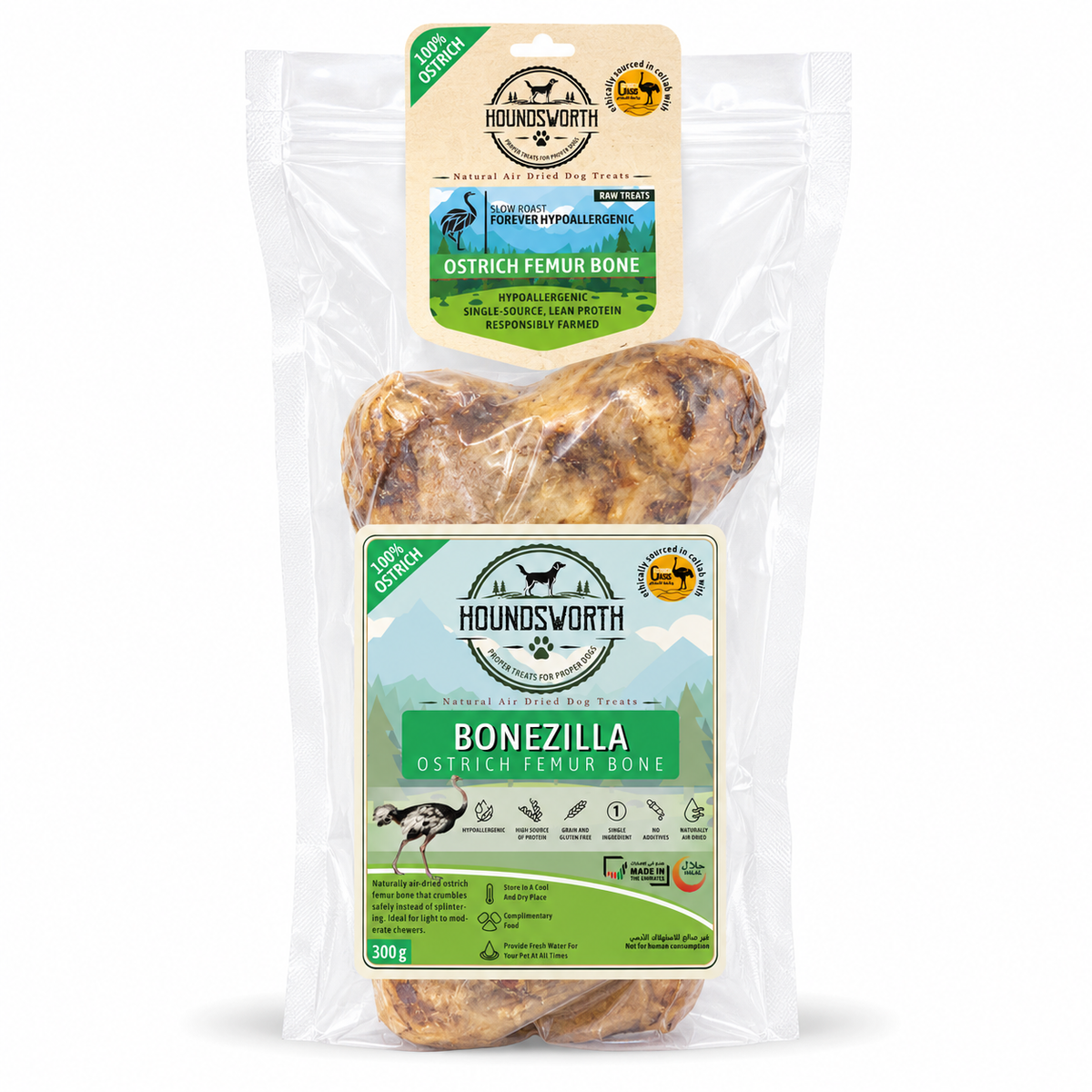 Houndsworth Hypoallergenic Ostrich Bonezilla Femur Bone 300g