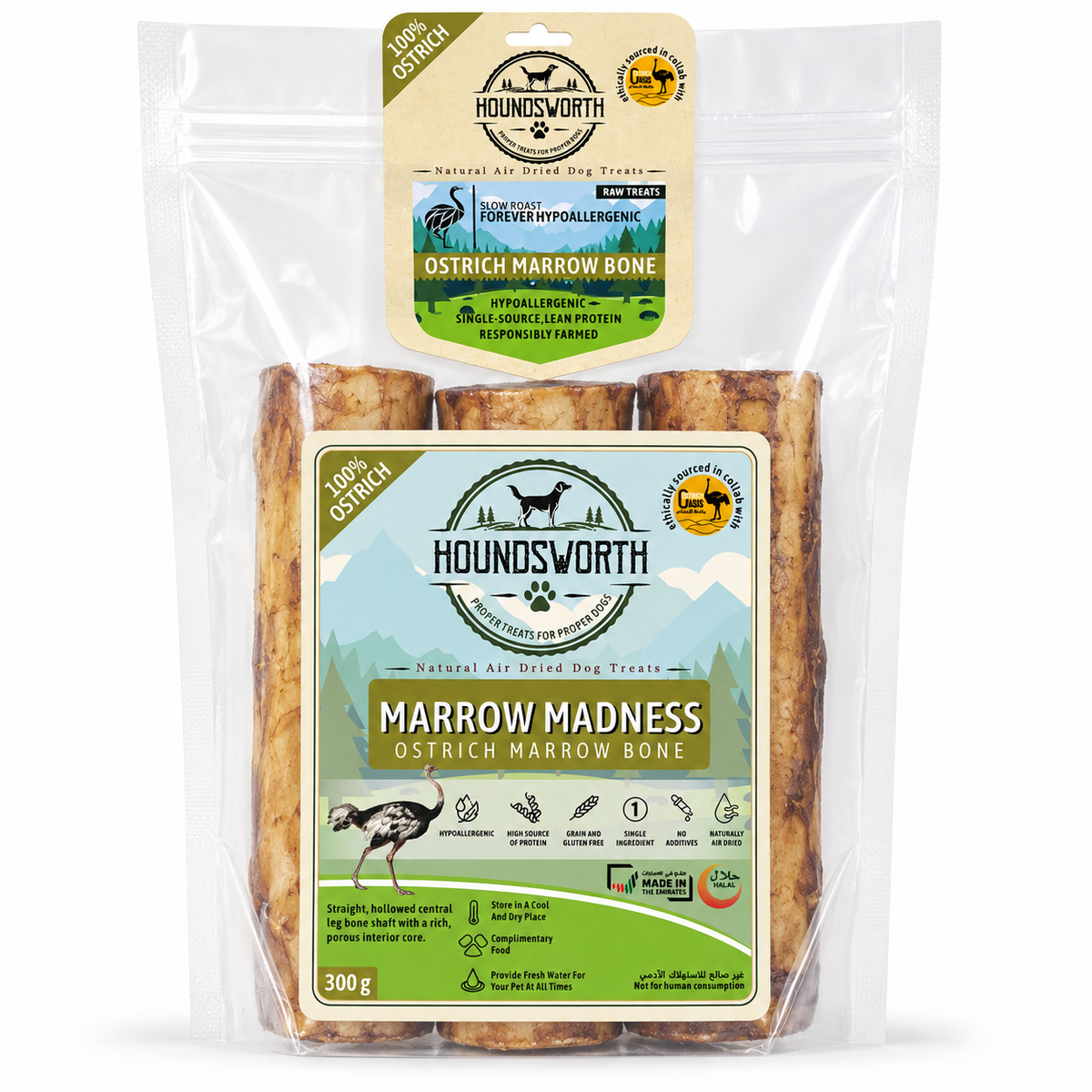 Houndsworth Hypoallergenic Ostrich Marrow Madness Bone 300g
