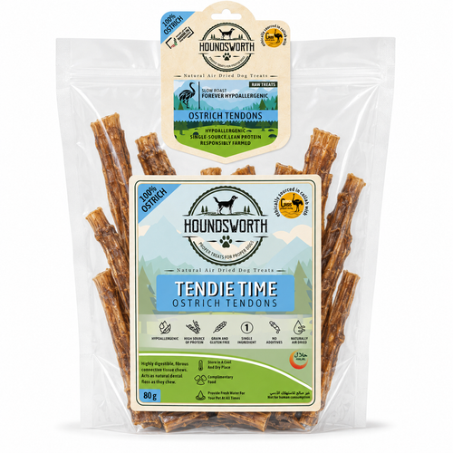 Houndsworth Hypoallergenic Ostrich Tendie Time Tendons 80g