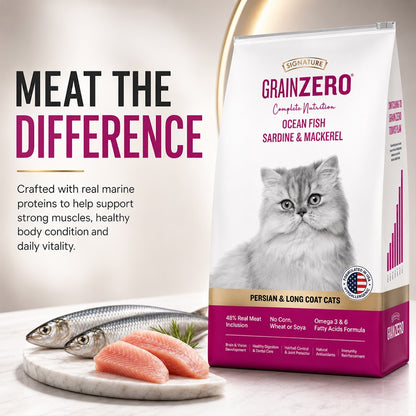 Grain Zero Ocean Fish, Sardine, and Mackerel Persian Dry Cat Food 1.2kg