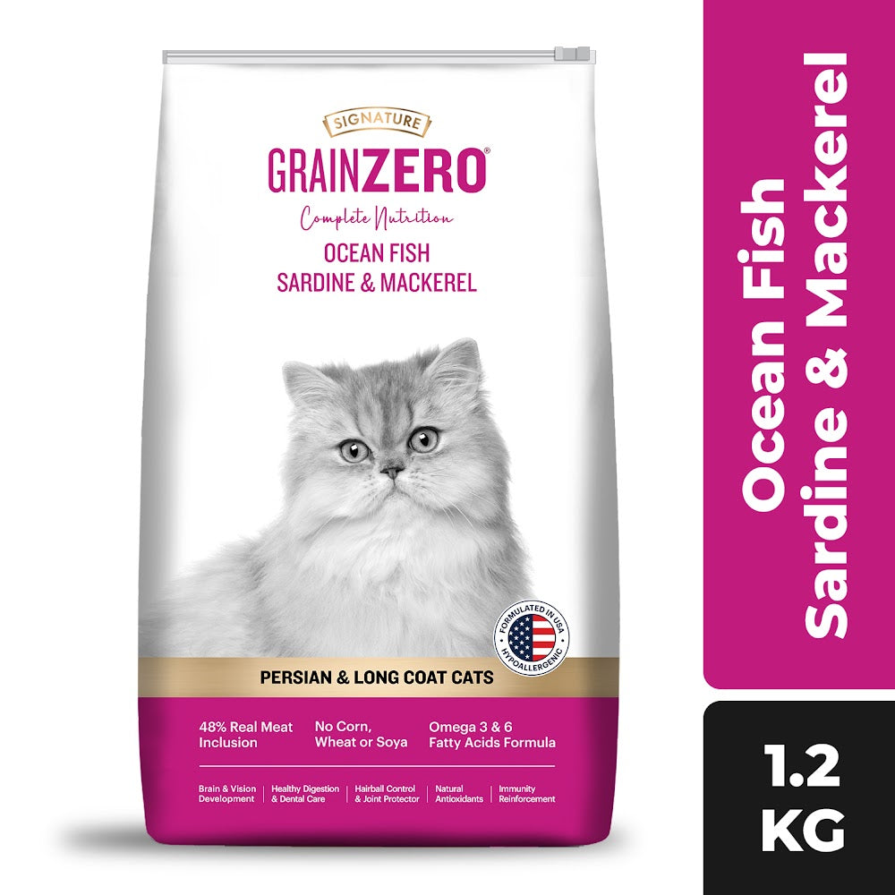 Grain Zero Ocean Fish, Sardine, and Mackerel Persian Dry Cat Food 1.2kg