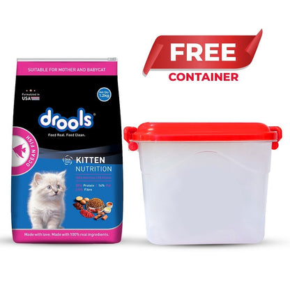 Drools Kitten(1-12 Months) Dry Cat Food, Ocean Fish, 1.2kg with Free Container