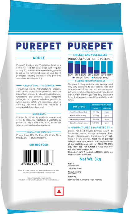 Purepet Chicken & Vegetable Adult 3kg