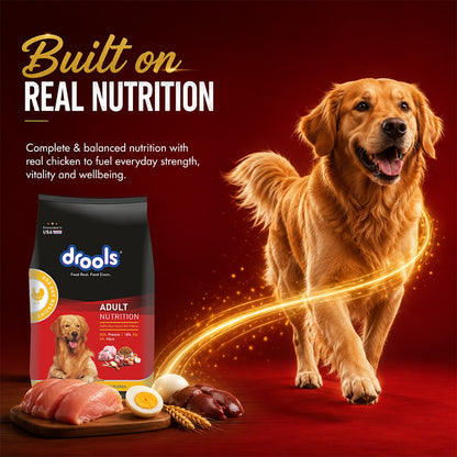 Drools Chicken and Egg Adult Dog Food, 3kg with Free 1.2kg