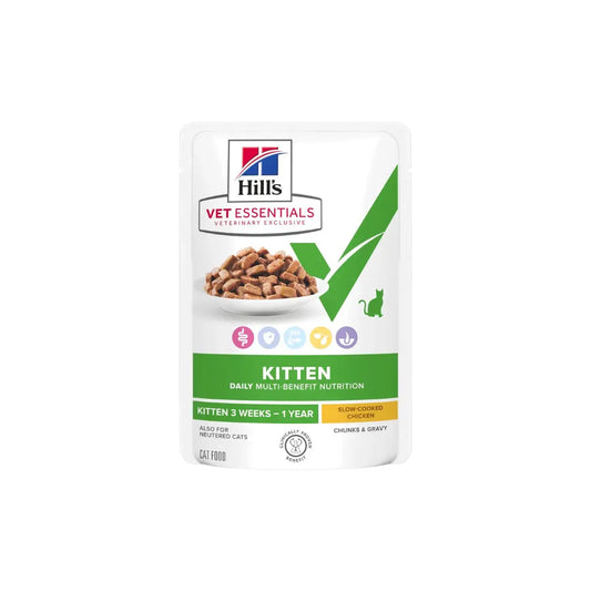 Hill's Vet Essentials Multi-Benefit Kitten Wet Food Slow-cooked Chicken  85g x12