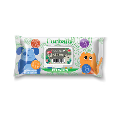 Furbath Natural Pet Wipes 80 Count - Unscented