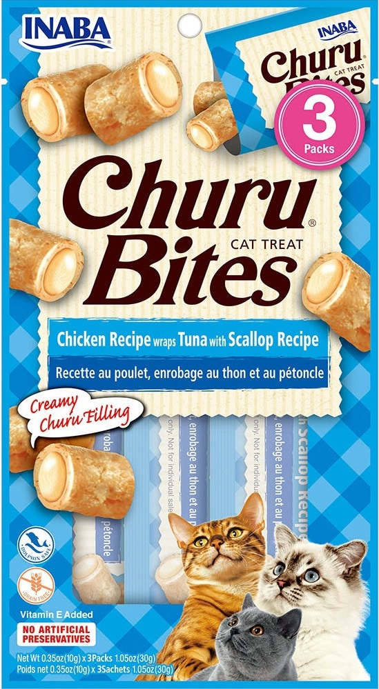 Inaba Churu Chicken Recipe Wraps Tuna With Scallop Recipe 30G /3 Pouches Per Pack