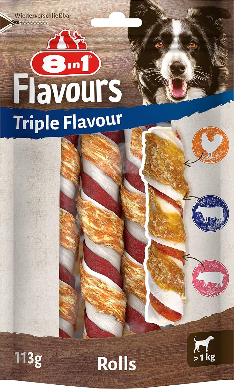 8in1 Triple Flavour Rolls 113g