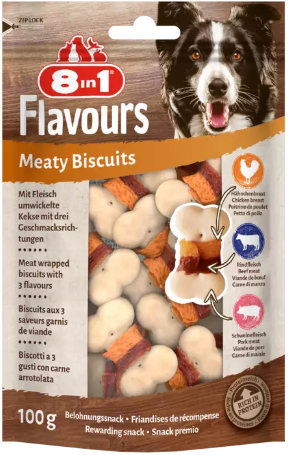 8in1 Flavours Meaty Biscuits 100g