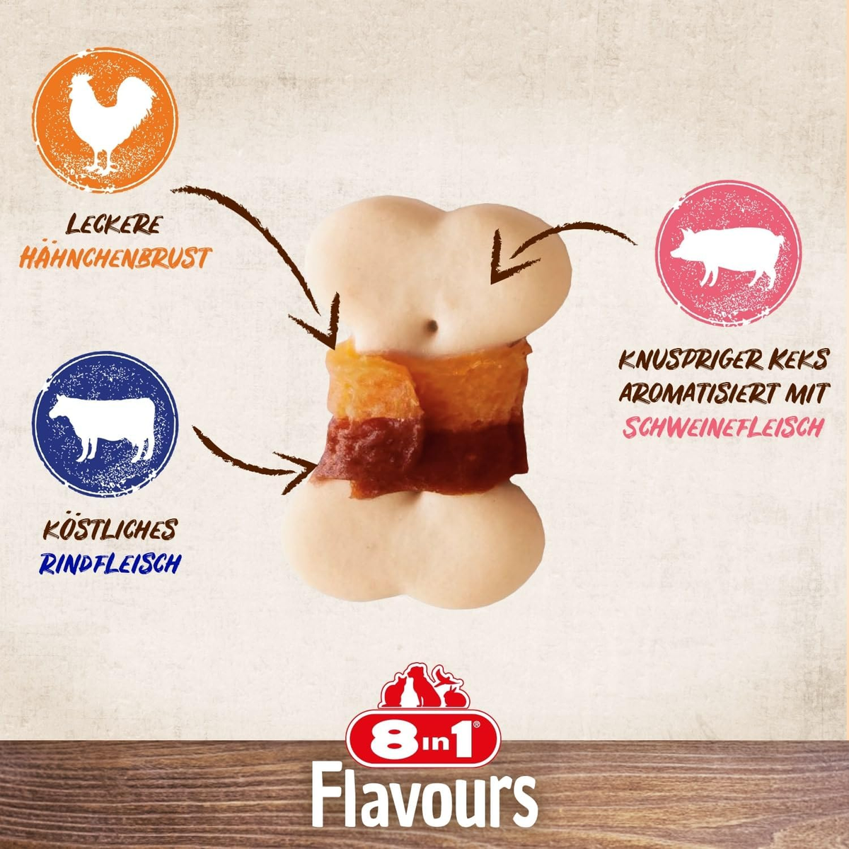 8in1 Flavours Meaty Biscuits 100g