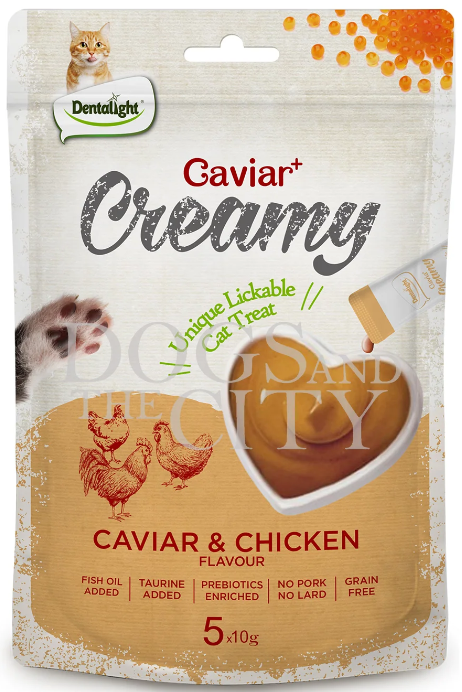 Dentalight Caviar & Chicken Flavour Creamy Lickable Cat Treat 5pcs x 10g