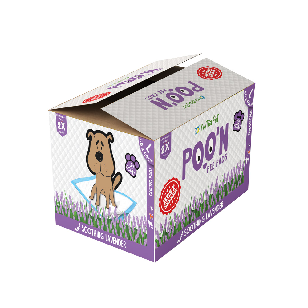 Nutrapet Poo N Pee Pads Lavender Scented 60 Cms X 60 Cms 5 X Absorption With Floor Mat Stickers