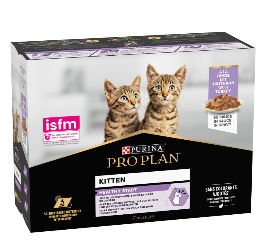 Pro Plan Kitten, Wet Cat Food, Turkey in Gravy, Multipack, 10 x 85g (Pack of 10)