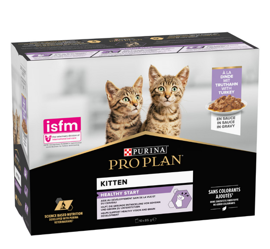 Pro Plan Kitten, Wet Cat Food, Turkey in Gravy, Multipack, 10 x 85g (Pack of 10)