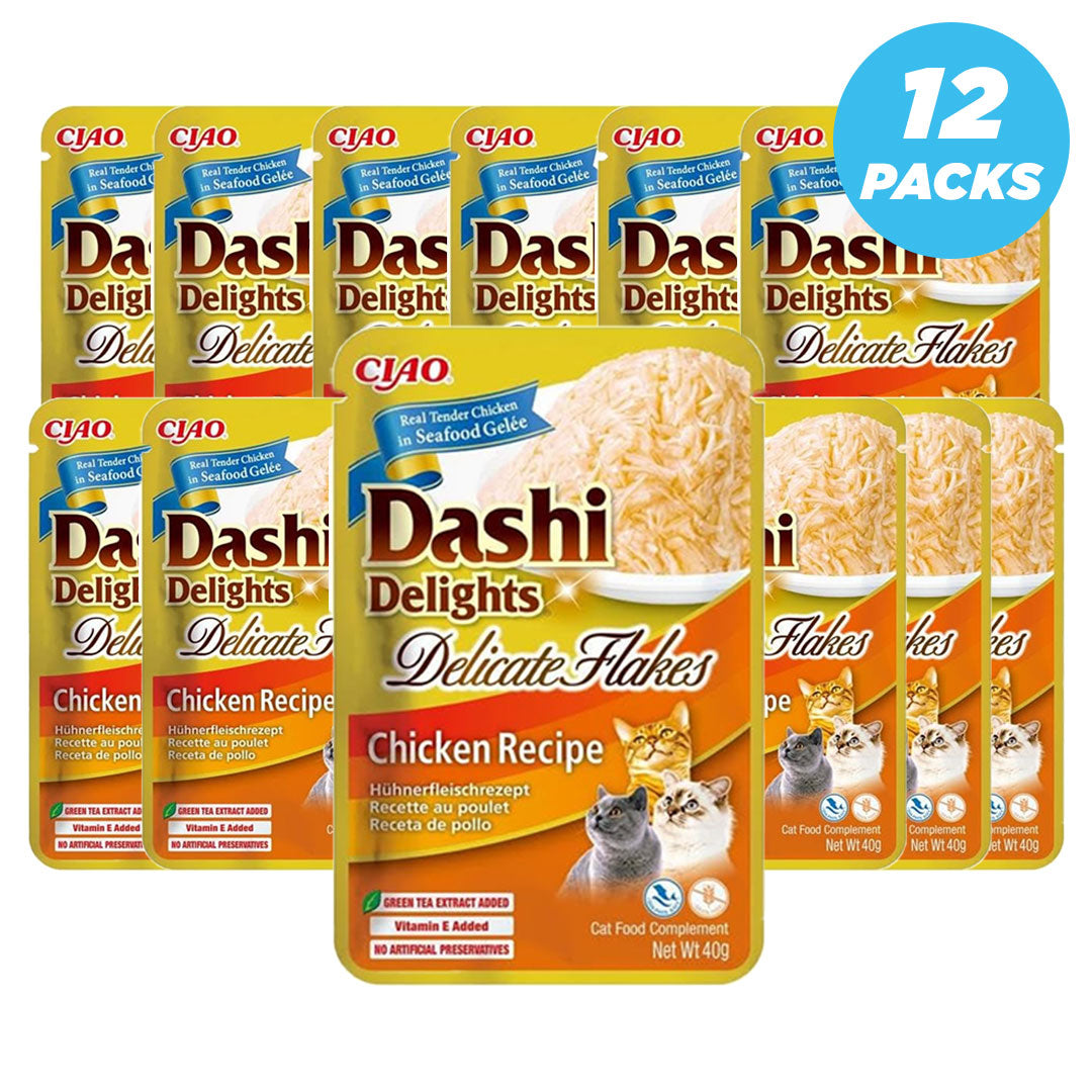 Inaba Dashi Delights Delicate Flakes Chicken Recipe Cat Treats 40G - Pack Of 12