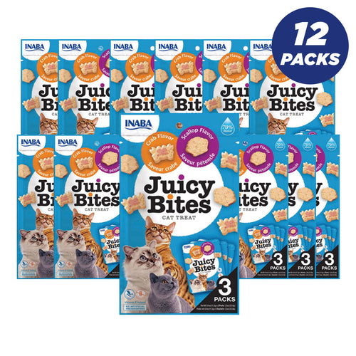 Inaba Juicy Bites Scallop & Crab Flavor 33.9G /3 Pouches Per Pack - Pack Of 12