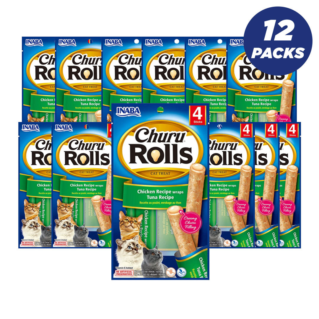 Inaba Churu Chicken Recipe Wraps Tuna Recipe 40G/4 Sticks Per Pack - Pack Of 12