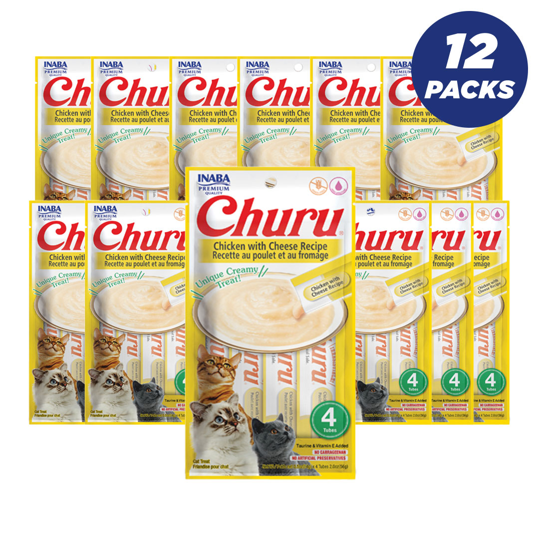 Inaba Churu Chicken With Cheese 56G - 4 Sticks Per Pack - Pack Of 12