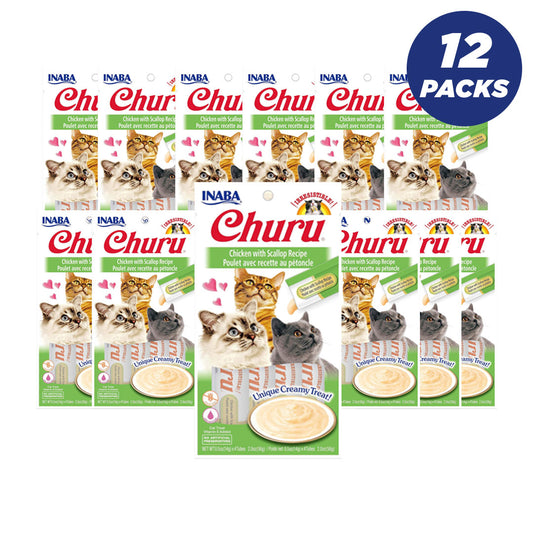Inaba Churu Chicken With Scallop 56G - 4 Sticks Per Pack - Pack Of 12