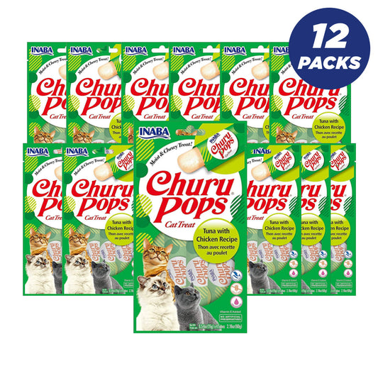 Inaba Churu Pops Tuna-Chicken 60G/4 Sticks Per Pack - Pack Of 12