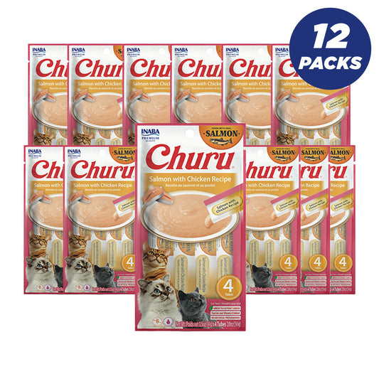 Inaba Churu Salmon With Chicken Recipe Cat Treats 56G - Pack Of 12