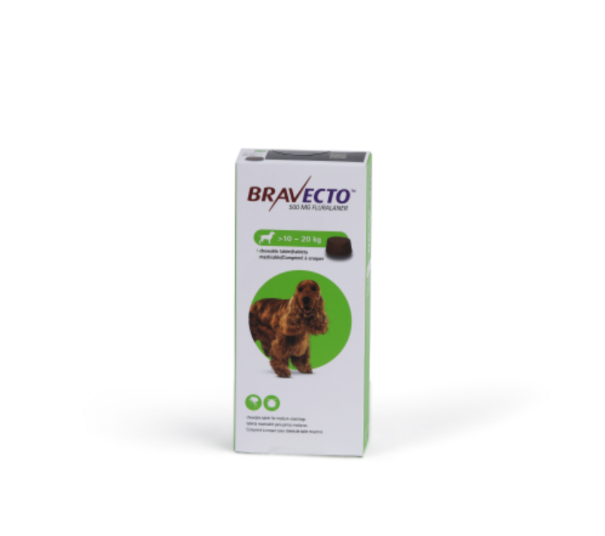 Bravecto Chewable for Dogs 10 - 20 kg Tablet 500mg Medium-Sized Dogs