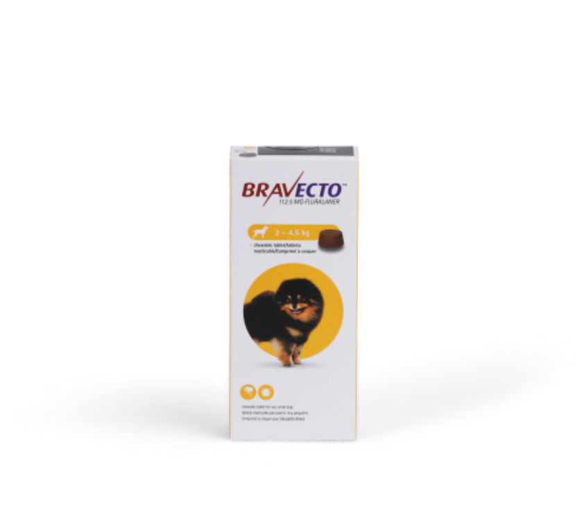 Bravecto Chewable for Dogs 2 - 4.5 kg Tablet 112.5mg Very Small Dogs