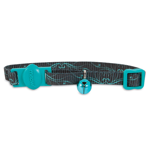 Petmate Fashion Cat Collar 8-12in Swirls Black Teal