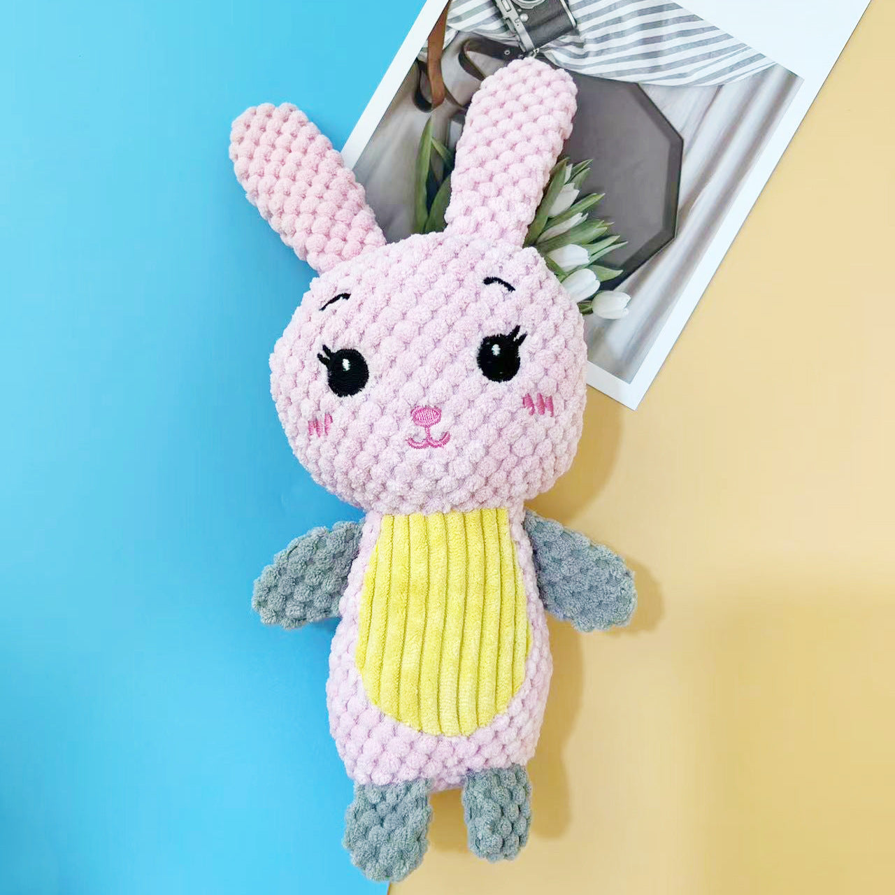 Plush Pet Squeakz Zebby/Bunny/Froggy Dog Toy - 25 x 15cm