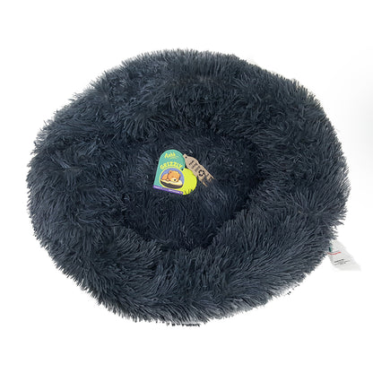 Grizzly Velor Round Plush Dark Grey Dog Bed  Small - 50 x 15cm