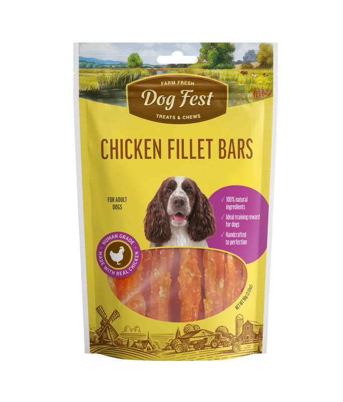 Dog Fest Farm Fresh Chicken Fillet Bar Treats - 90g