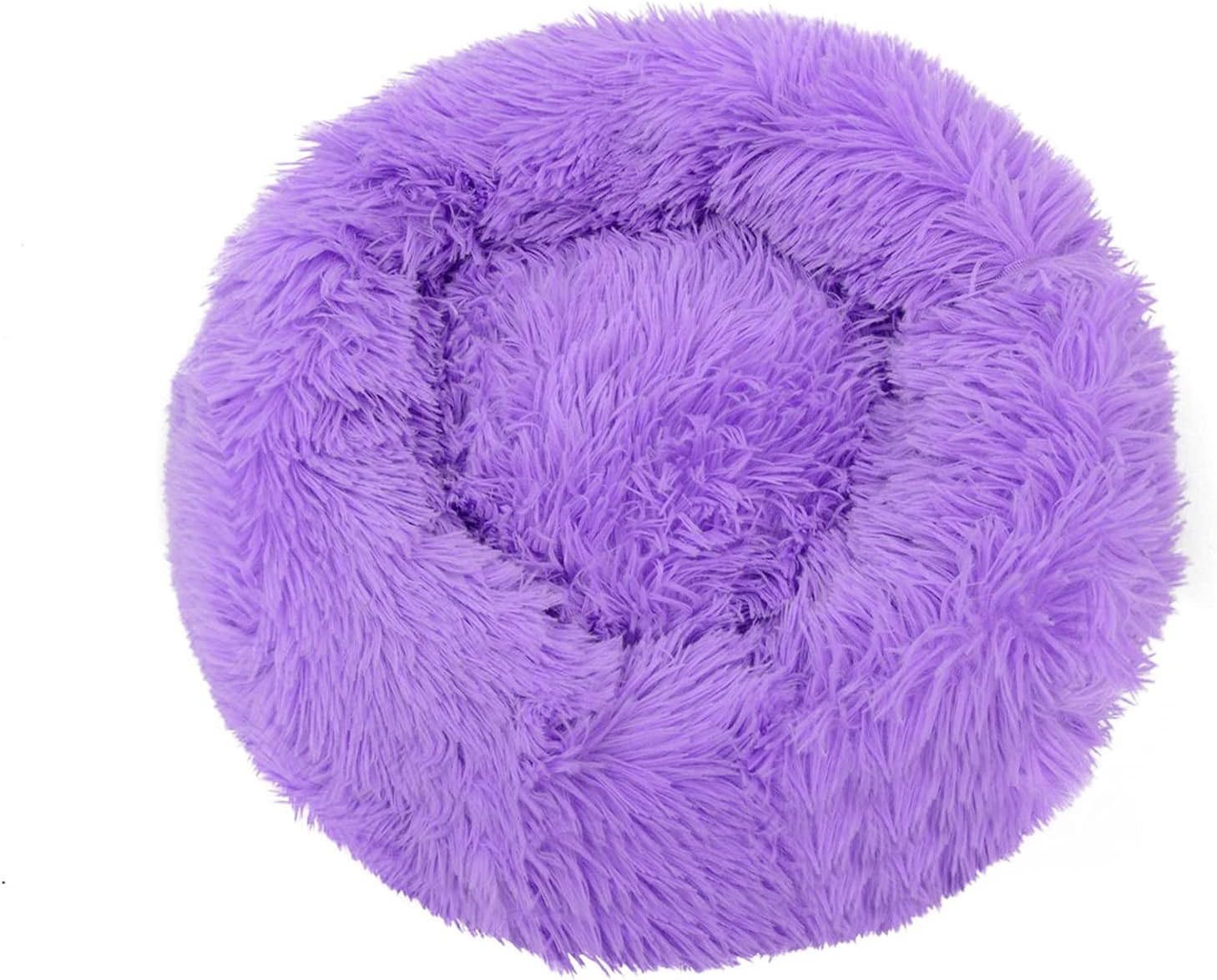 Grizzly Velor Round Plush Purple Dog Bed Small - 50 x 15cm