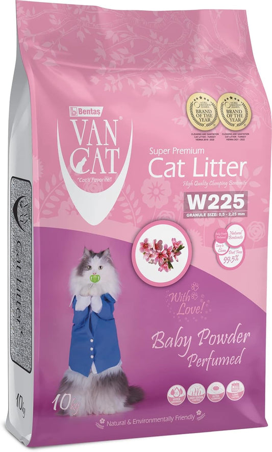 Van Cat White Clumping Bentonite Cat Litter Baby Powder 10Kg