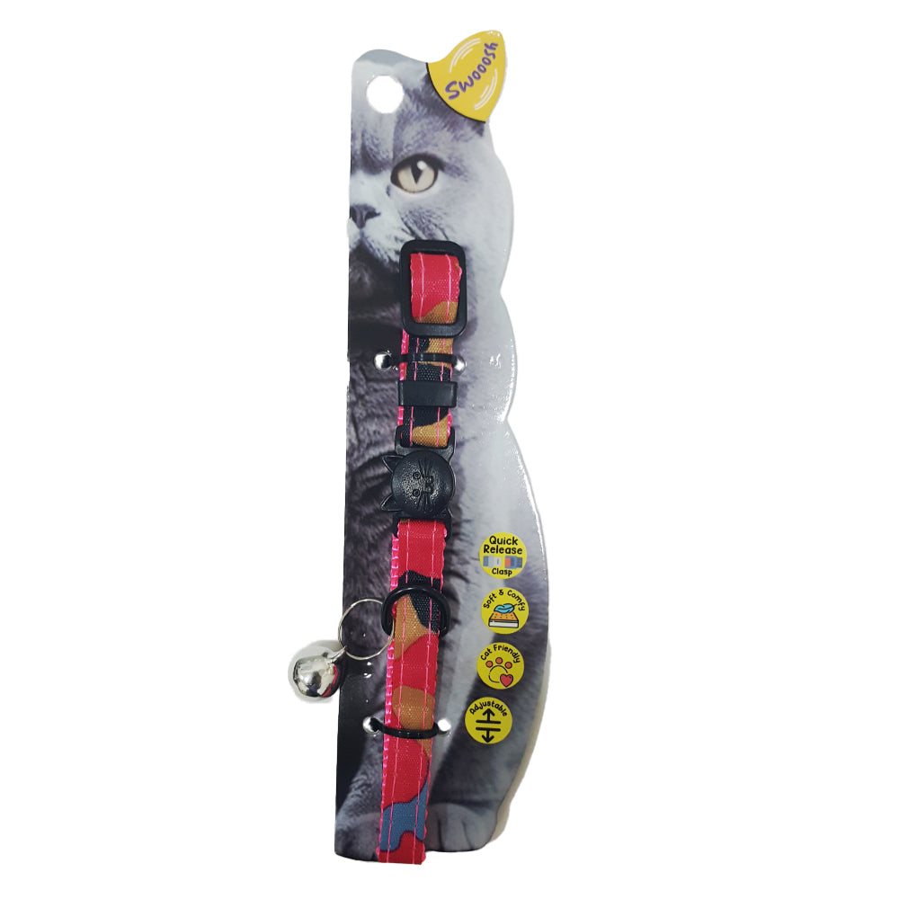 Swooosh Cat in Uniform nylon safe collar C-10mm 18/28cm pink