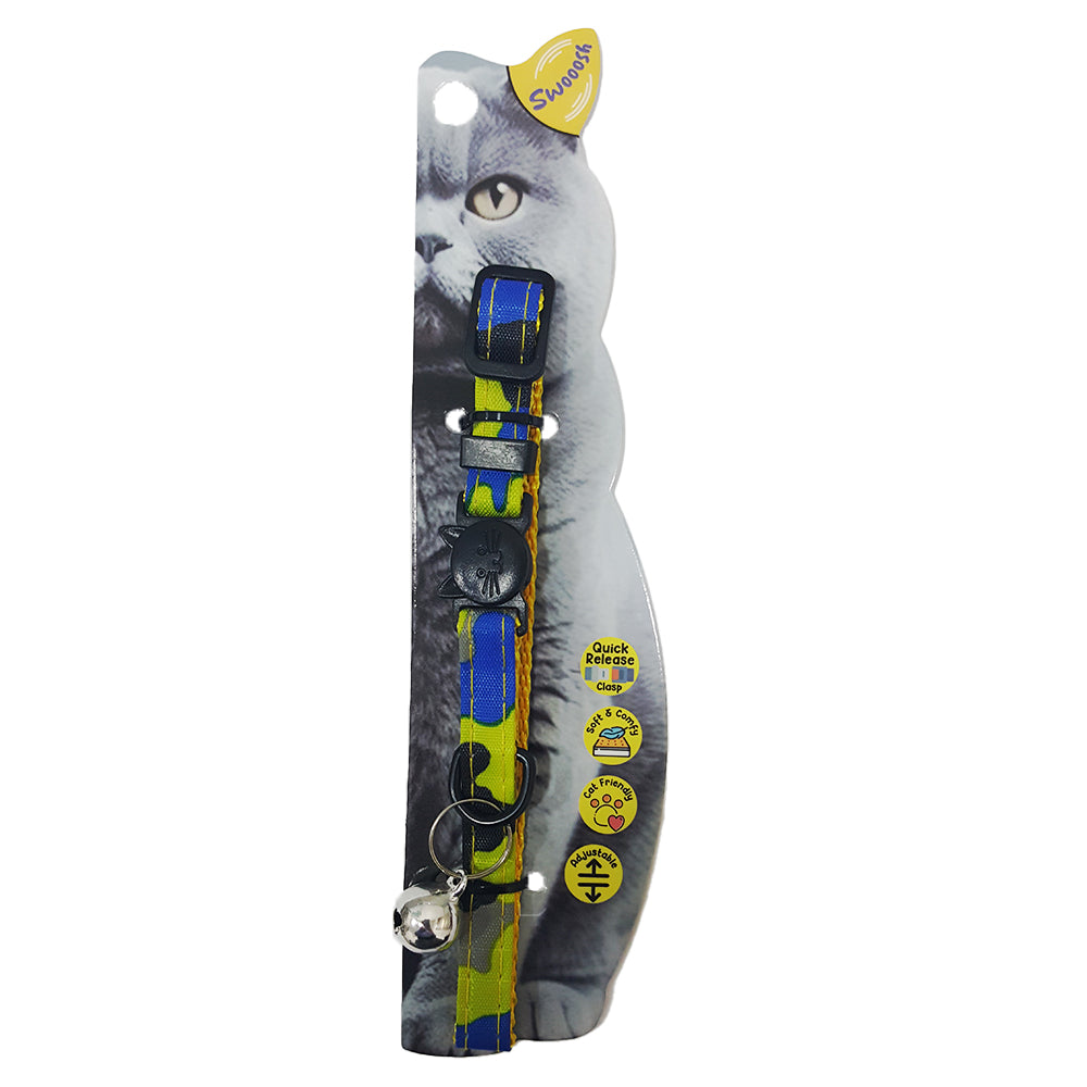 Swooosh Cat in Uniform nylon safe collar C-10mm 18/28cm yellow